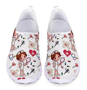 POLERO Women's Slip-On Lace-Free Nurse Shoes Lightweight Mesh Breathable Sports Sneakers EU 38
