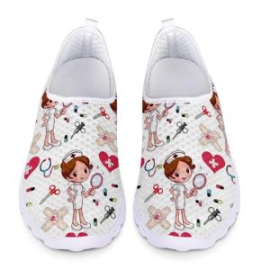 Chaqlin Women's Girls Nurse Shoes White Casual Mesh Running Shoes for Adult Women Casual Sport Gym Trainers