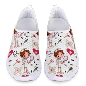 Chaqlin Women's Girls Nurse Shoes White Casual Mesh Running Shoes for Adult Women Casual Sport Gym Trainers