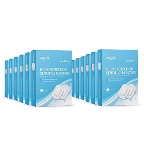 Amazon Basic Care - Pansements non tissés sensibles Haute Protection - 60 Unité (12 Lot de 5), 7,5 x 5 cm