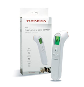 THOMSON - Thermomètre sans contact - THERMO FH2 - Mesure rapide - Alarme de fièvre - Rétro-éclairage du LCD avec 3 couleurs en fonction des mesures