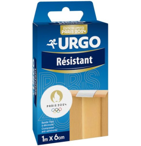 Urgo - Bande à découper Résistant - Bande en Tissu - Compresse Anti-adhérente - 1m x 6cm