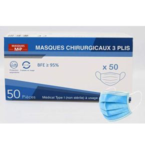 Lot de 1000 masques chirurgicaux Type I EN 14683:2019 CE, Livraison rapide - BFE ≥95%