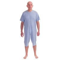 FERRUCCI Pyjama Tuton Santé Confort à Manches Courtes Pantalon Court 1 Fermeture Épaule Fermeture Éclair Derrière Dos (Azur, L)