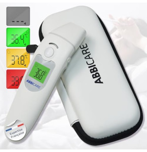 Thermomètre frontal auriculaire multifonctions ABBICARE™ avec sacoche | Mode spécial bébé ultra précis et rapide 1sec sans contact | thermom...