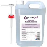 BeautyfulCenter | Puregel | Solution Hydro-Alcoolique Main Bidon de 5Litre + Pompe doseuse 25ml, Lotion désinfectante main PURGEL- Fabrication Fra...