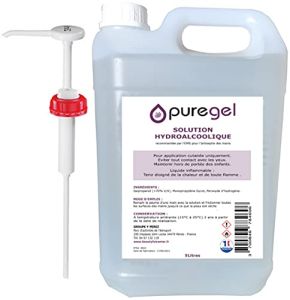 BeautyfulCenter | Puregel | Solution Hydro-Alcoolique Main Bidon de 5Litre + Pompe doseuse 25ml, Lotion désinfectante main PURGEL- Fabrication Fra...