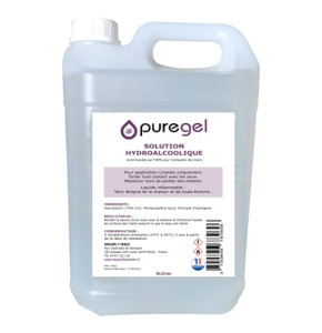 BeautyfulCenter | Puregel | Solution Hydro-Alcoolique Main Bidon de 5 Litres, Lotion désinfectante main - Fabrication Française