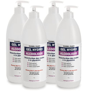 Gel Hydroalcoolique - 4 x 1L - 70% d'alcool - pour l'antisepsie des mains