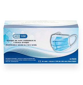 Box of 50 Disposable 3-Ply Surgical Masks - CE Certified - Type IIR - EN14683:2019 Standard