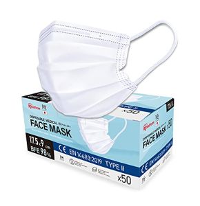 Iris Ohyama, Lot de 50 Masques Chirurgaux Jetables Taille L