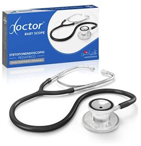 AIESI® Stéthoscope Pédiatrique Professionnel à Deux Têtes en Noir DOCTOR BABY SCOPE, Garantie 24 Mois