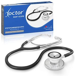 AIESI® Stéthoscope Pédiatrique Professionnel à Deux Têtes en Noir DOCTOR BABY SCOPE, Garantie 24 Mois