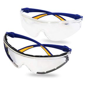 S&R Lunettes de Protection et Sécurité au Travail, Bricolage, Vélo - Verres en Polycarbonate Transparent, Anti Rayures et Anti-UV – 2 Pièces
