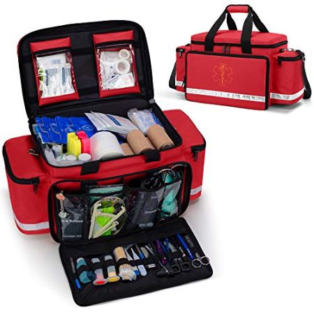 Trunab Sac Médical Premier Secours D'urgence Vide Rouge, Sac pour Emergency Professionnelles Sac Médical de Rangement avec Diviseurs Intérieurs ...