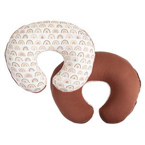 Boppy Housse de Coussin d'Allaitement – Tissu Bio | Côté Arc-en-Ciel Épicé et Côté Argile Rouillée Solide | Tissu en Coton Bio