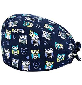 Qchomee Women's Surgical Cap Adjustable Medical Hat Chef Turban Cotton Head Cover with Band