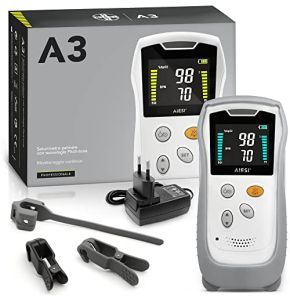AIESI® Professional Veterinary Pulse Oximeter Palmair with Color Screen and Anti-Movement Tongue Probe A3