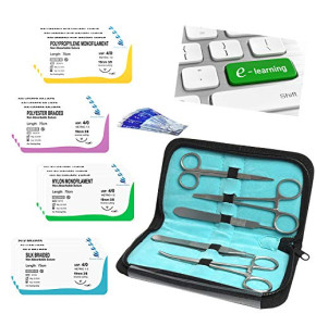 Pinnacle Medics Kit de suture pour l'entraînement | 24 fils de suture | Cadeau pour étudiants en médecine, vétérinaire et dentiste | Cours vid...