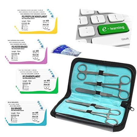 Pinnacle Medics Kit de suture pour l'entraînement | 24 fils de suture | Cadeau pour étudiants en médecine, vétérinaire et dentiste | Cours vid...