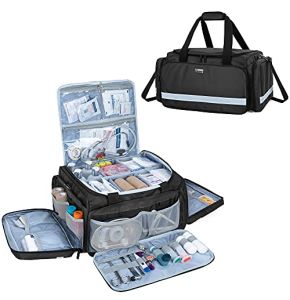 Trunab Sac de Premier Secours Noir Professionnel Grande Capacité avec Diviseurs et Fond Antidérapant