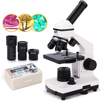 [Upgraded] Microscope monoculaire composé 40X-2000X pour Enfants, Adultes et étudiants, précision Fine Mise au Point Biologique avec Kits