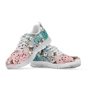Chaqlin Cute Nurse Shoes for Women and Men Cartoon Bear Doctor Pattern Lace-Up Sports Sneakers