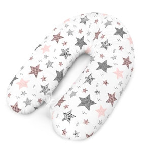 Coussin d'allaitement multi-usages 170 cm avec motif étoile filante rose