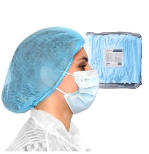 OneProtek Disposable Hair Cap - 100 Blue Hair Nets for Food, Medical, and Industrial Use, 53 cm, Breathable and Durable