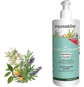 PRANARÔM - Aromaforce - Gel Hydro-Alcoolique - Aux Huiles Essentielles Bio - Ravintsara Et Tea Tree - Pour Se Désinfecter Les Mains Rapidement - ...