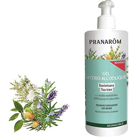 PRANARÔM - Aromaforce - Gel Hydro-Alcoolique - Aux Huiles Essentielles Bio - Ravintsara Et Tea Tree - Pour Se Désinfecter Les Mains Rapidement - ...