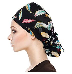 MINYING Calot Chirurgical Fleur Chapeau d'Infirmière Bonnet Chirurgical Tissu Turban Chimio Coton pour Filles Femmes Chapeaux Bonnet de Bain Bandeau
