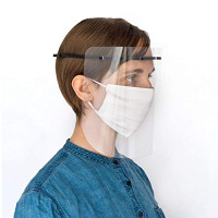 R10 Visor - Kit de 10 visières de protection en PVC réutilisables + 2 serre-têtes interchangeables et désinfectables à 100 % pour adultes, blanc