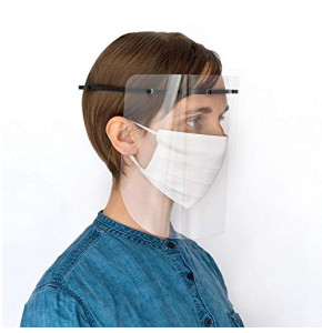 R10 Visor - Kit de 10 visières de protection en PVC réutilisables + 2 serre-têtes interchangeables et désinfectables à 100 % pour adultes, blanc
