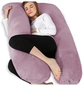 Chilling Home Coussin de Grossesse en Forme de U en Velours Amovible - Violet