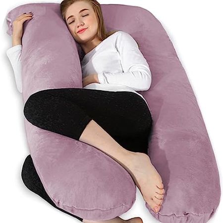 Chilling Home Coussin de Grossesse,Coussin Allaitement en Forme de U en Velours Amovibl, Coussins de Maternité et Corps pour Dormir,Violet