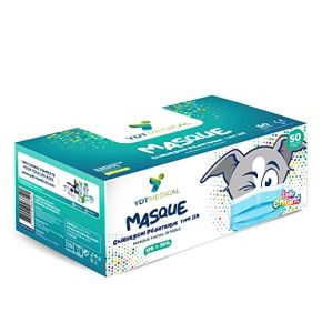 50 Masques Chirurgicaux Enfants Jetables Haute Qualité TYPE IIR EFB >99,5% - Excellent Maintien, Doux, Anti Eclaboussure, Anti Démangeaison, Réd...