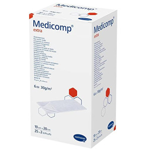 Medicomp Extra Lot de 25 x 2 compresses non tissées stériles 6x 10 x 20