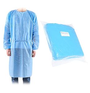 10x Disposable Medical Gowns Waterproof 25GSM - 100% Non-Woven Polypropylene - One Size CE - Pack of 10Pcs - Class I Protection