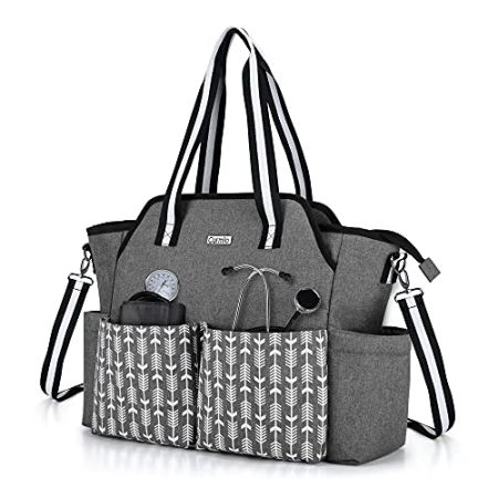 CURMIO Sac d'infirmière, sac de fournitures médicales portable avec bandoulière pour les visites à domicile, les études cliniques, les soins d...