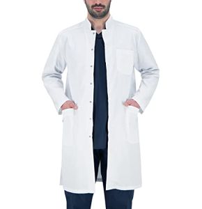 B-Well Antonio Blouse Homme Professionnelle Blanche Qualité Polyester Coton avec Boutons-pression