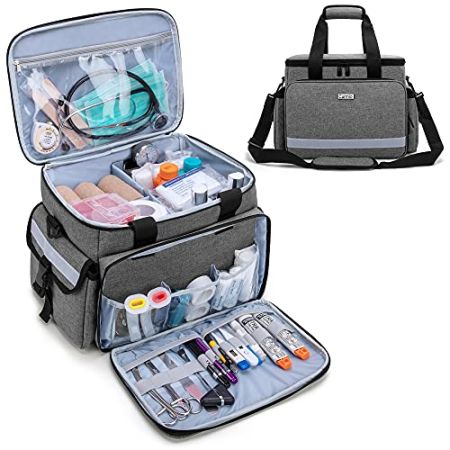 CURMIO Sac Infirmière Libéral, Sac de Rangement pour Fournitures Médicales d'Urgence, Pratique pour les Kinésithérapeutes, les Médecins, le P...