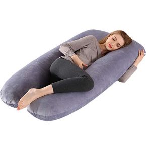 LEONEBEBE Coussin de Grossesse en U avec Housse en Velours Amovible - 70x130 cm