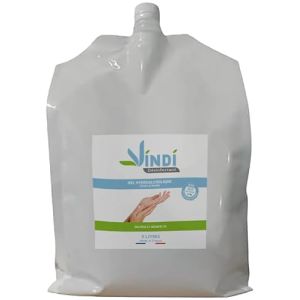 Vindi Désinfectant Gel Hydroalcoolique - Bidon-Écorecharge de 5L - Fabrication Française - 76% d'Alcool - Virucide