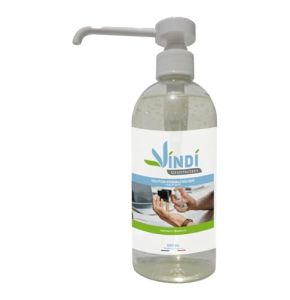 Vindi Désinfectant Solution Hydroalcoolique - Flacon Pompe de 500ml - Fabrication Française - 76% d'Alcool - Désinfection des Mains et des Surfaces