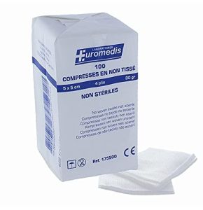 Compresses non tissés non stériles 5x5cm 30gr – Euromedis - Sachet de 100