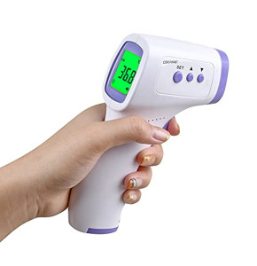 Thermomètre Frontal Infrarouge médicale Thermometre sans Contact pour Adulte Enfant bébé, Affichage LCD Mode avec indicateurs colorés Option sonore, et 32 mémoires.
