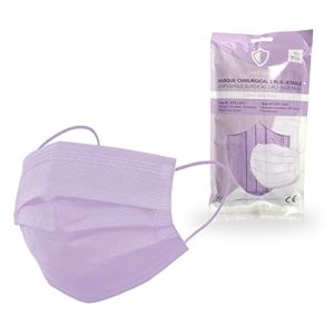10 Disposable Lilac Surgical Masks OneProtek - Type 2R IIR Medical EFB ≥98% - CE Certified EN 14683 - Comfortable and Elastic