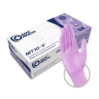 Safe Health Gants d'examen jetables Nitro-V en nitrile vinyle synthétiques Taille L grande Violet, Boîte de 100 gants, Sans latex Sans poudre, Cl...