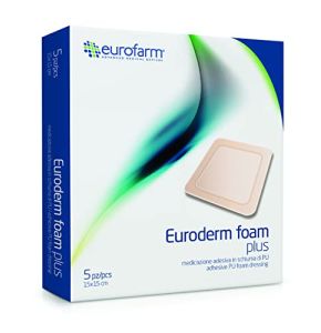 Euroderm Foam Plus-Polyurethane Hydrocellular Foam Dressing with Adhesive Border (15 cm x 15 cm)